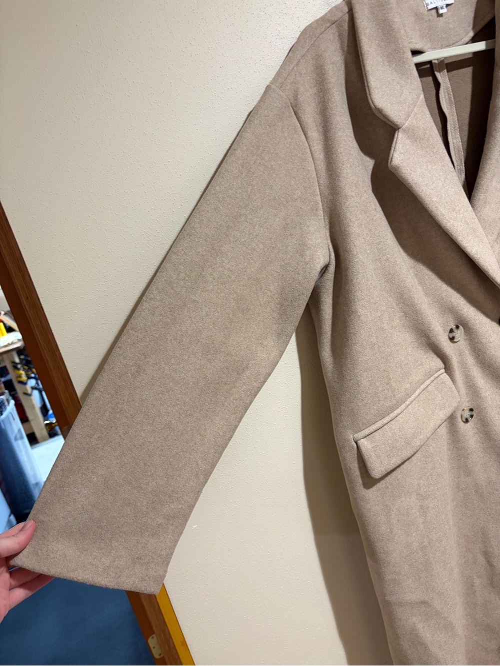 Baltic Born Anderson Double Breasted Long Coat Natural Size M/L - Picture 11 of 16
